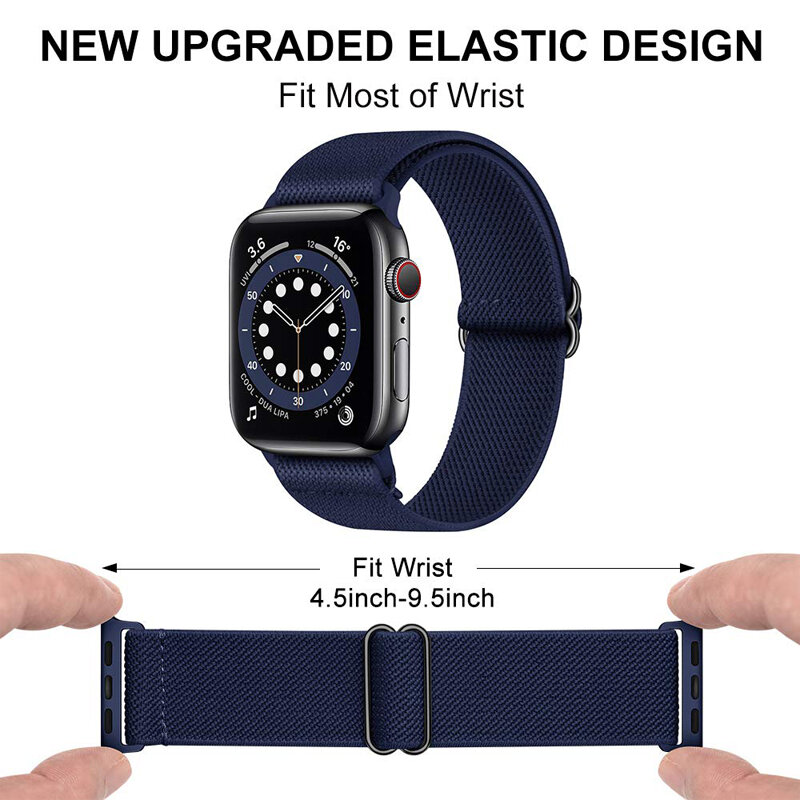 Solo schleife für Apple Uhr band 44mm 40mm 42mm 38mm Einstellbare elastische Nylon Stretch armband für iwatch serie 6 SE 5 4 3 2 44mm