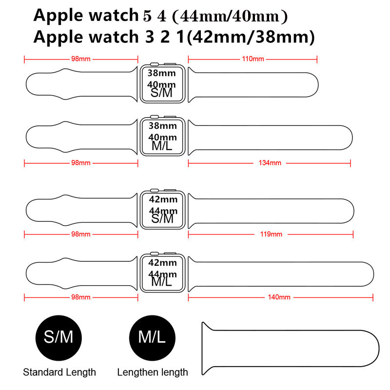 Soft Silicone Replacement strap For Apple Watch band 4 5 44mm 40mm Bracelet for iWatch series 3/2/1 42/38mm accessory