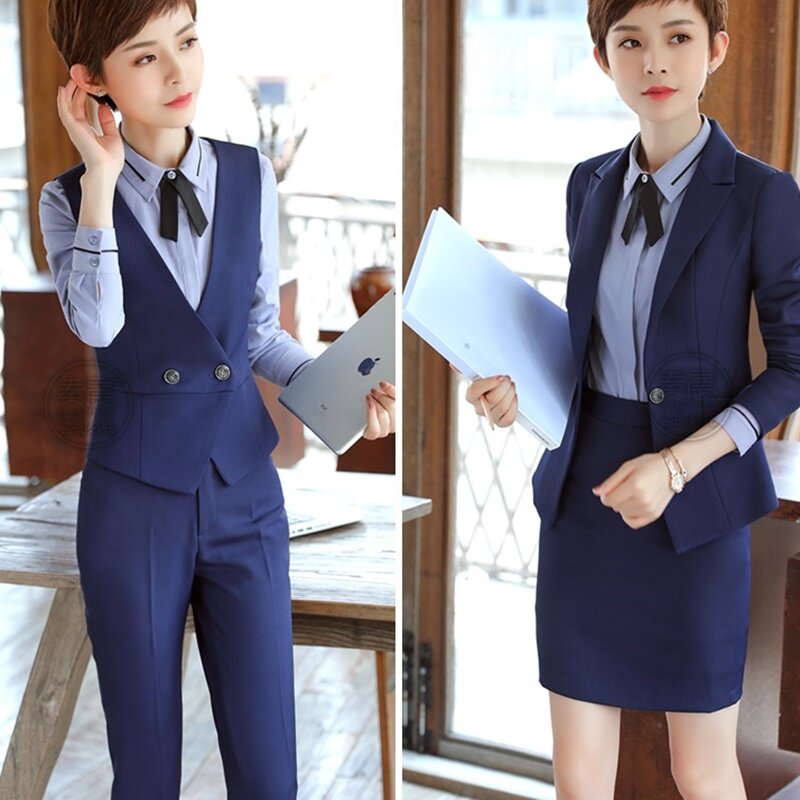 2021 primavera formal pant ternos para as mulheres do escritório senhora uniforme trabalho de negócios conjuntos blazer calças profissionais vestuário trabalho dd2738