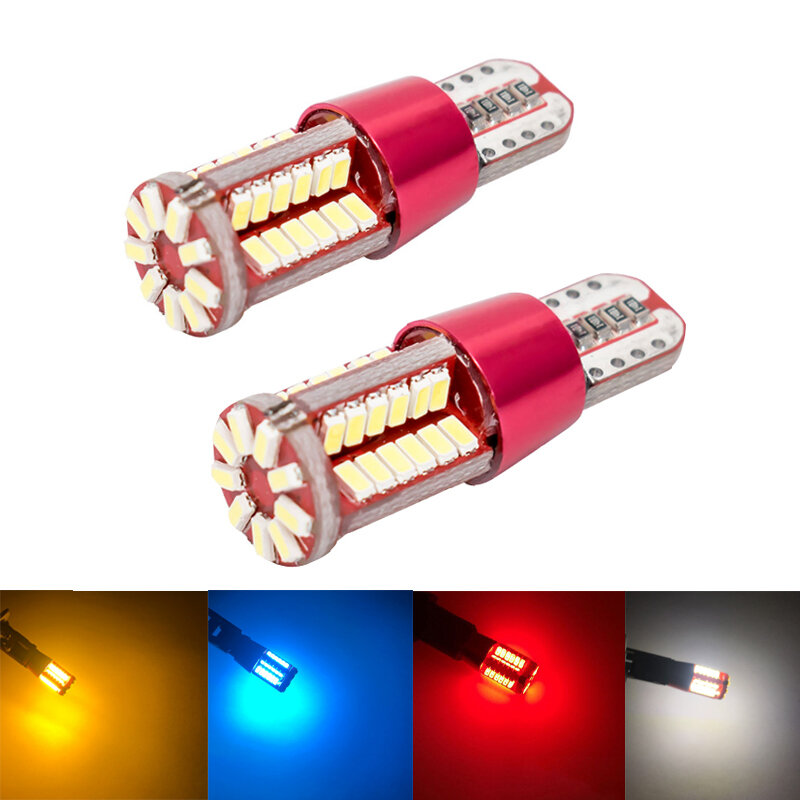 2pcs Super Bright T10 LED W5W 194 CANBUS NO Error Car Clearance Reading light 57SMD Auto Marker Lamp bulb White yellow Red 12V