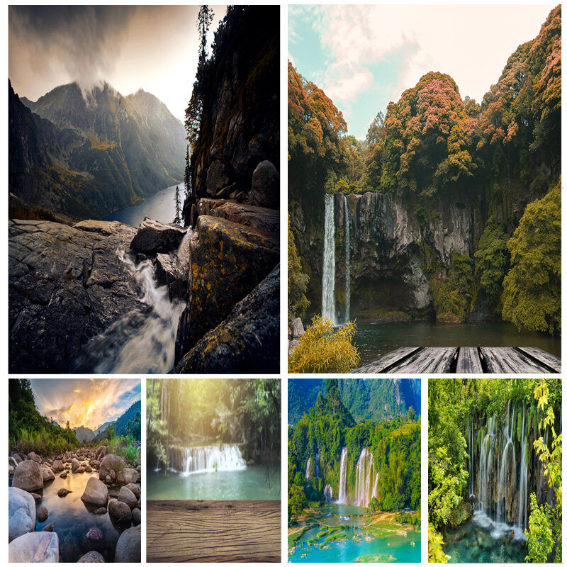 SHENGYONGBAO Natürliche Landschaft Wasserfall Fotografie Hintergründe Requisiten Frühling Landschaft Porträt Foto Kulissen 21110WA-04