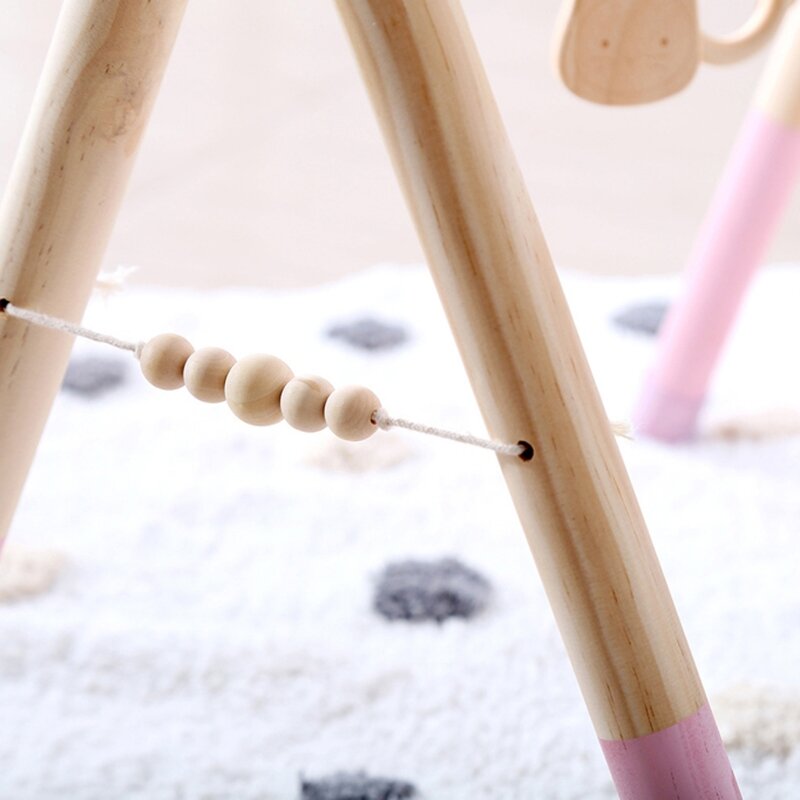 1Set Nordic Stijl Baby Gym Spelen Kwekerij Zintuiglijke Ring-Pull Speelgoed Houten Frame Baby Peuter Kleding Rack Gift kinderkamer Decor
