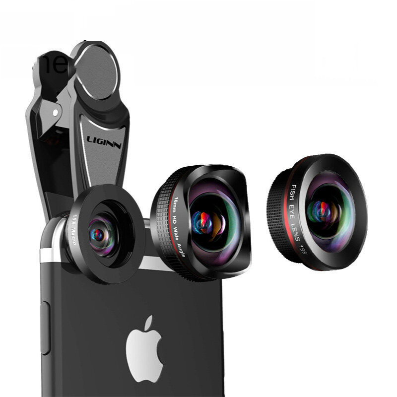 L-628 0.6x Vervorming-Gratis Groothoek + 15x Macro + 198 High-Definition Fisheye Drie-In-Een Mobiele Telefoon Lens
