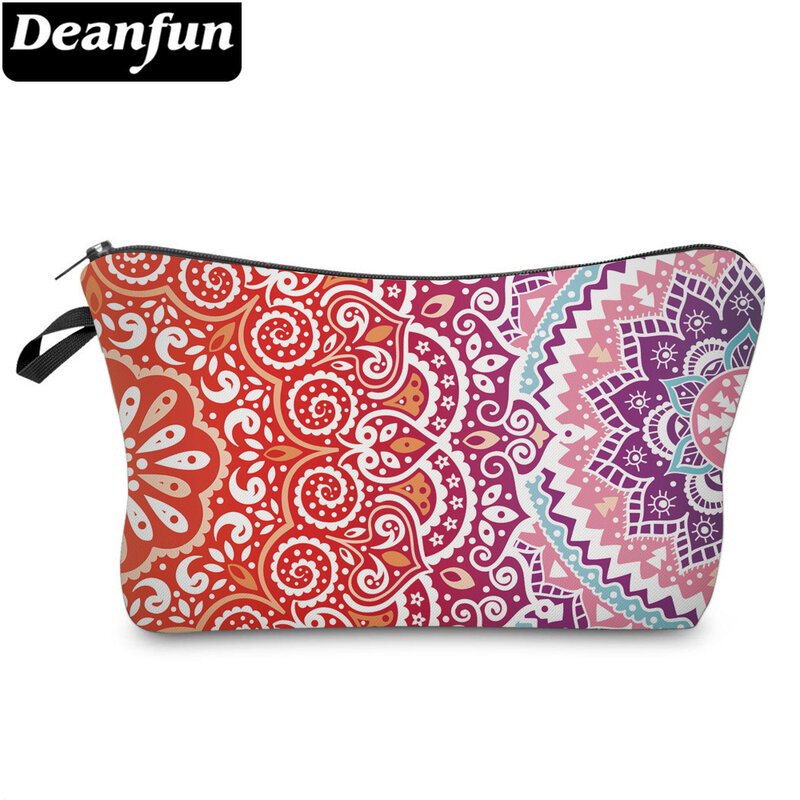 Deanfun-Bolsa de cosméticos pequeña con estampado de Mandala para mujer, bolsas de maquillaje impermeables, bonitas, 51391