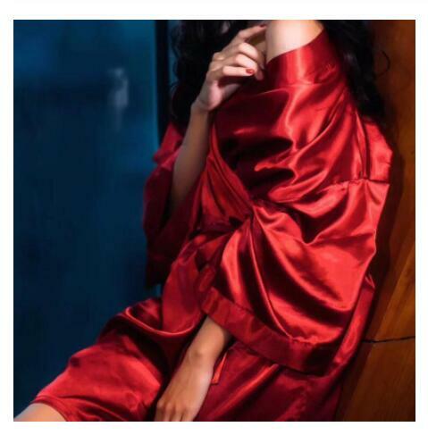 ฤดูร้อนแชมเปญเจ้าสาวจีนแต่งงาน Robe ซาตินชุดนอน Nightgown ผู้หญิงเซ็กซี่ Nightdress Lady Kimono เสื้อคลุมอาบน้ำชุด Negligee