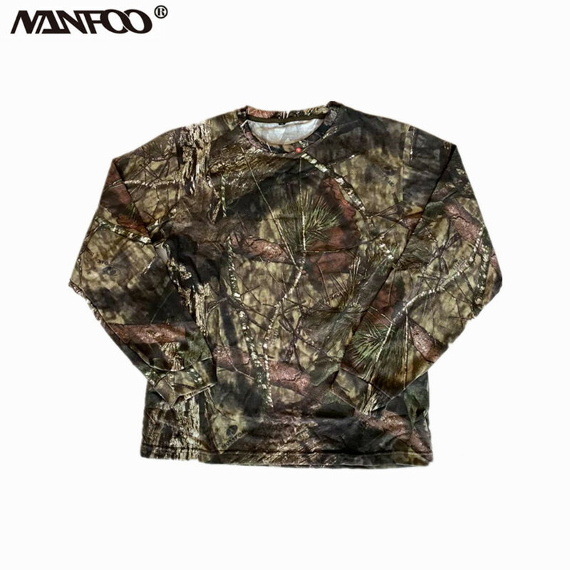 Summer Bionic Camouflage Hunting Fishing Shirt Long-Sleeved Sunshade Shirt Large Size Loose Outdoor Casual Jungle Camo T-Shirt