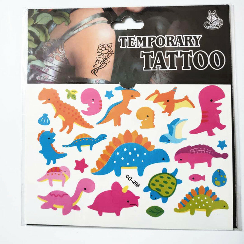 Random 2pcs Non-toxic Waterproof Cartoon Dinosaur Animal Temporary Tattoos sticker cute kids Children's Temporary dino Tattoos