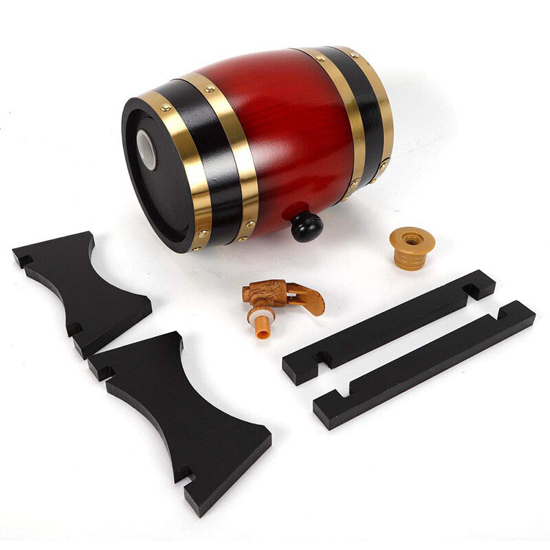 GOALONE-barril de madera de roble Vintage, equipo de elaboración de cerveza, Mini barril de cerveza casera, dispensador de grifo para ron, olla, Whisky, vino, 1,5/3L