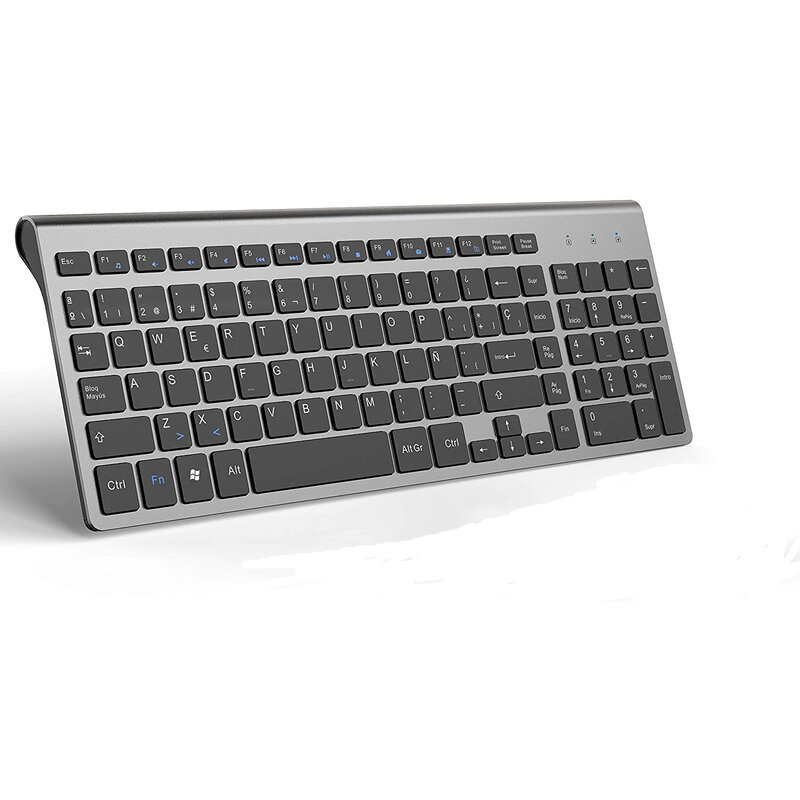 Wireless Keyboard,2.4G Slim And Compact,With Numeric Keys,Spanish Layout,Suitable For IMac/Mac, MacBook, Laptop(Black And Grey)
