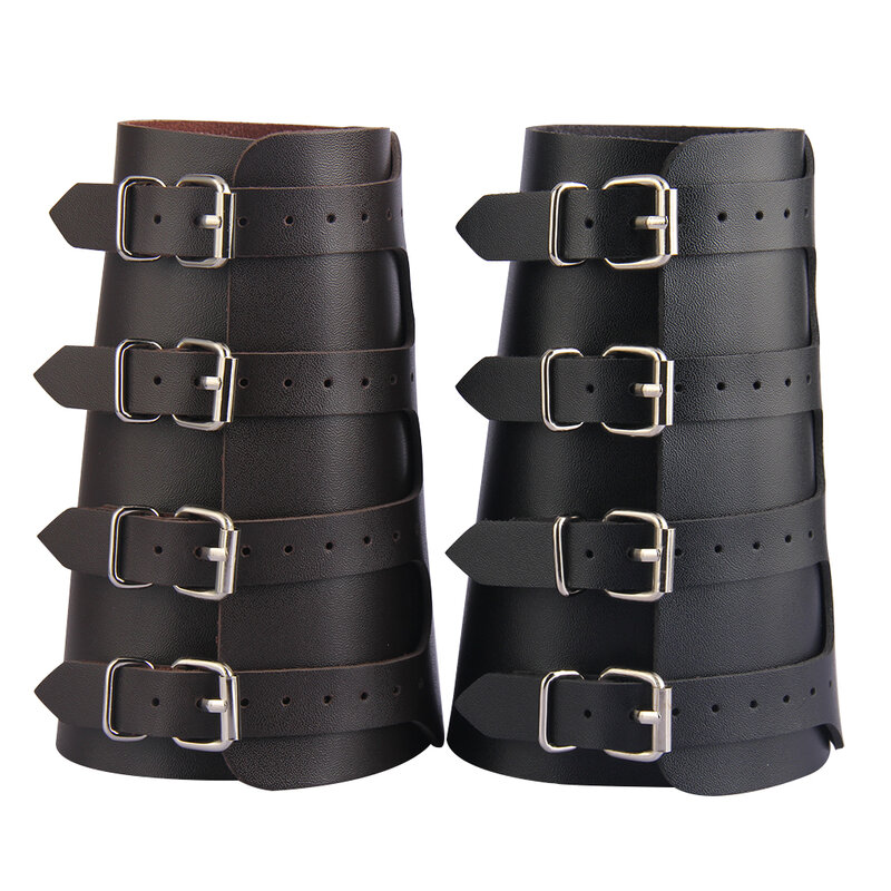 Prettyia Unisex Faux Leather Gauntlet Wristband Wide Bracer Arm Armor Cuff