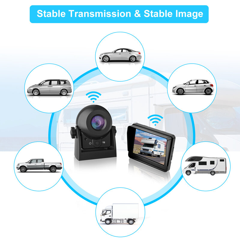 MHCABSR-cámara de visión trasera inalámbrica para coche, Monitor LCD de 3,5 pulgadas AHD, Wifi Re, RVs, cámaras de marcha atrás para camiones y remolques