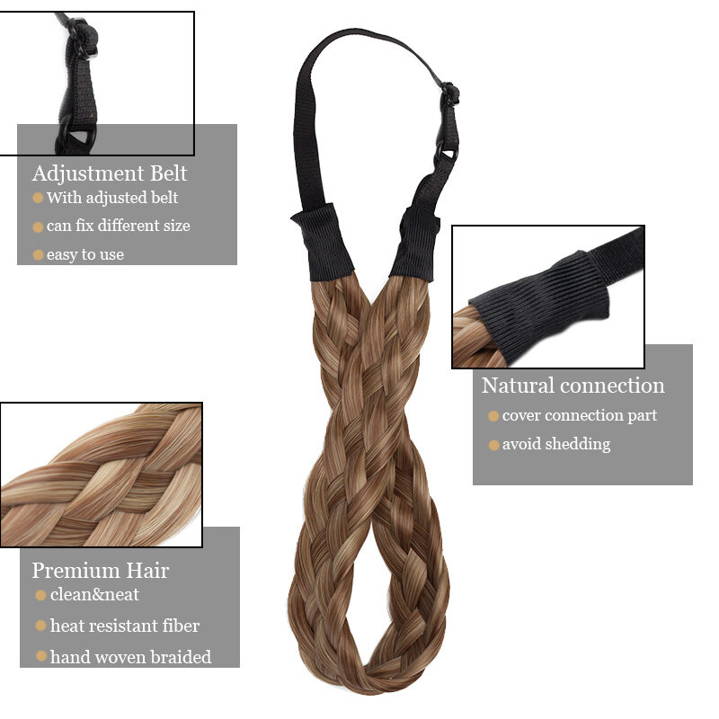 My-Lady-Bandes de sauna tressées synthétiques, bande élastique torsadée, ceinture réglable, tressage, accessoires pour cheveux, postiche tressée