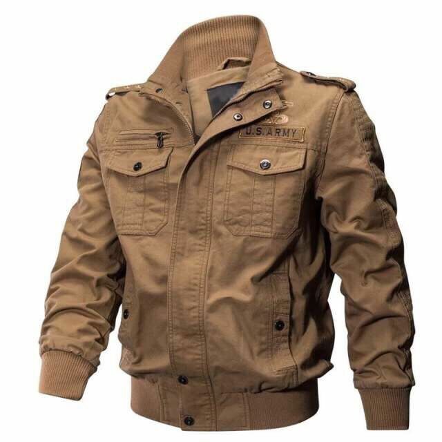 Primavera e outono jaqueta militar masculino algodão gola de lavagem água piloto algodão jaqueta grande tamanho mais veludo inverno juventude