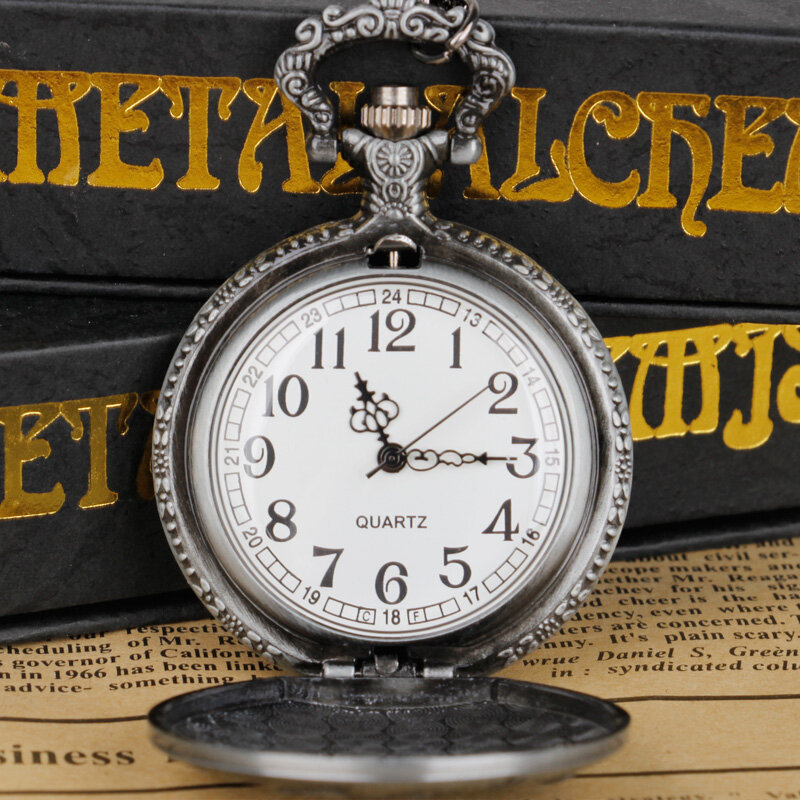Серые карманные часы в стиле ретро с подвеской-цепочкой, часы-брелок, подарок для детей
