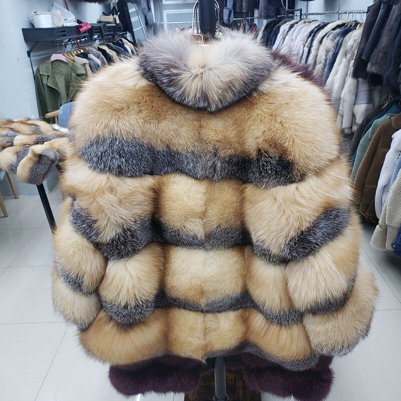 Abrigo de piel de zorro Real para mujer, chaqueta gruesa y cálida de lujo para invierno, novedad de 2021, envío gratis