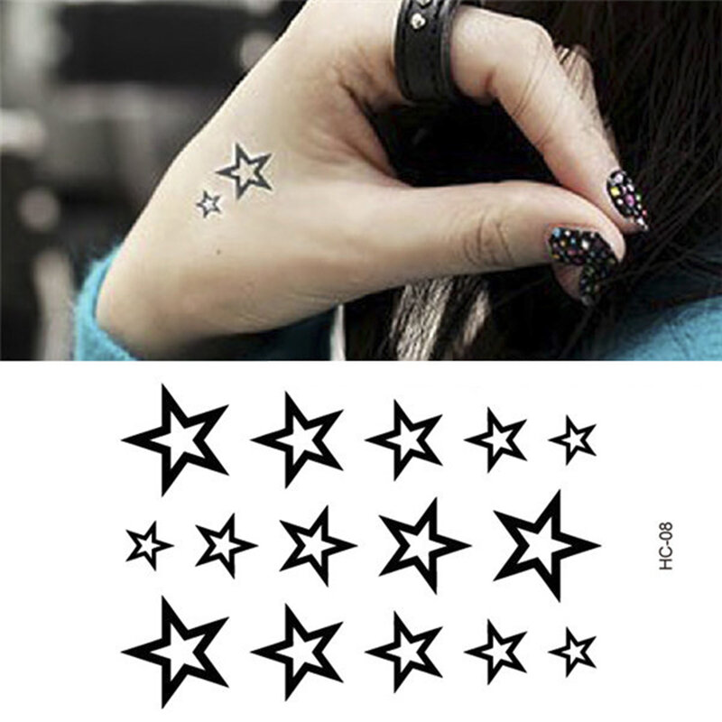 3D Star tatuajes temporales calcomanías impermeables del cuerpo del hombre media manga estrella del brazo pegatinas tatuaje tótem tatuaje arte corporal