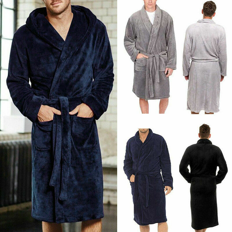 Модные повседневные мужские банные халаты, фланелевый Халат с V-образным вырезом и длинным рукавом, мужской и женский халат, плюшевая шаль, к...
