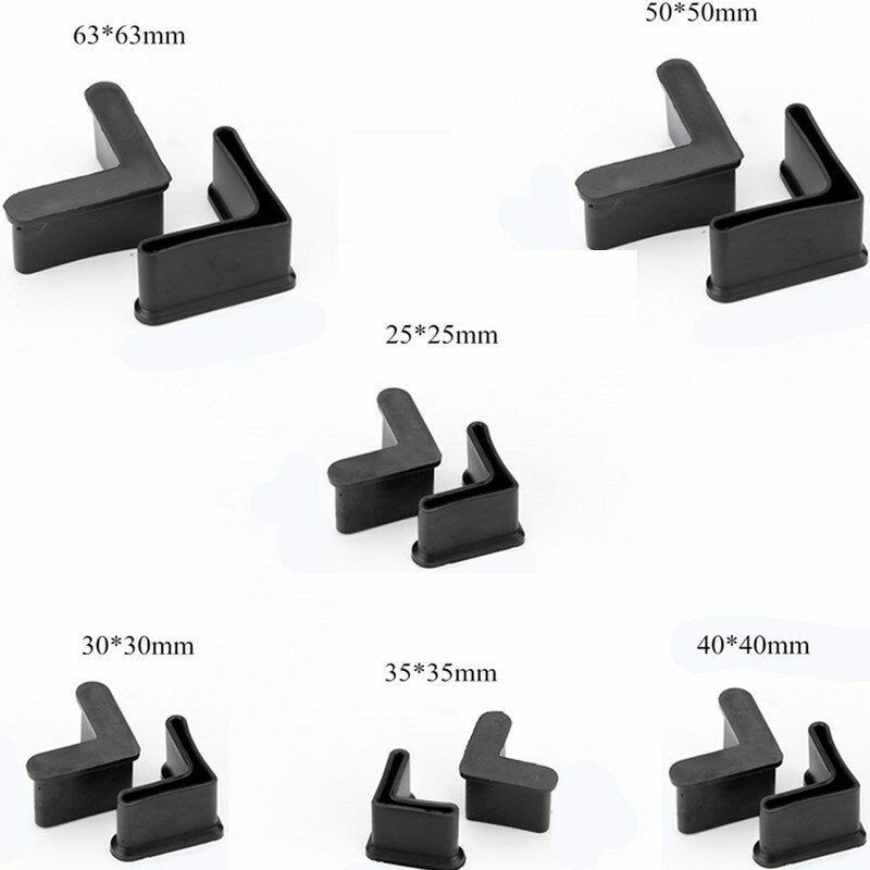 4Pcs L-Shaped Angle Iron bed foot Sleeve 25*25/30*30/35*35/40*40/Bracket Non-slip protective rubber cover Steel foot Mats cover