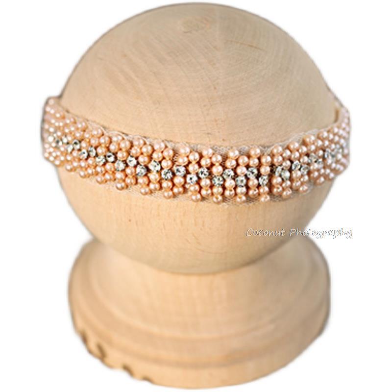 Kokosowe noworodka fotografia rekwizyty Low-key ozdobny perłowy pałąk akcesoria do włosów dziecko zroszony pełnia księżyca 100 dni boże narodzenie
