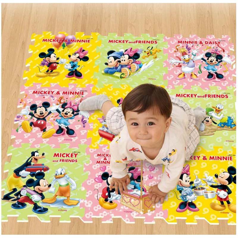 Disney 9ชิ้น/แพ็ค Winnie The Pooh โฟม Mickey Minnie 30X30ซม.ต่อชิ้นเด็กเด็กเล่นชั้นเกม Mat พรม Crawling Mat