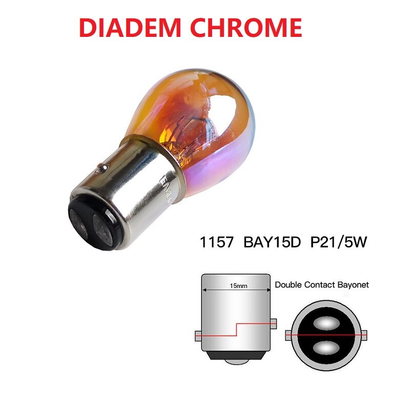 Diadem Chrome Turn Signal Light, Lâmpada do carro, Lâmpada de freio reverso, Lâmpada Instruções, BAU15S, PY21W, 1156, P21W, 1157, 1Pc