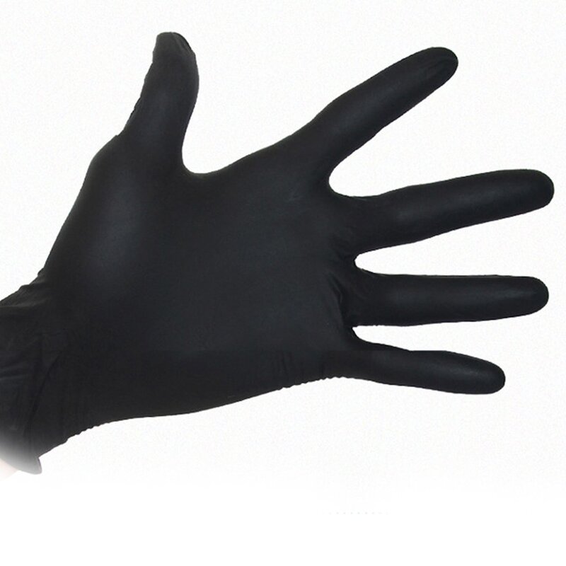 Gorąca sprzedaż szybka wysyłka 100 sztuk czarne rękawiczki lateksowe jednorazowe nitrylowe rękawice robocze do przemysłowych rękawice gumowe medyczne
