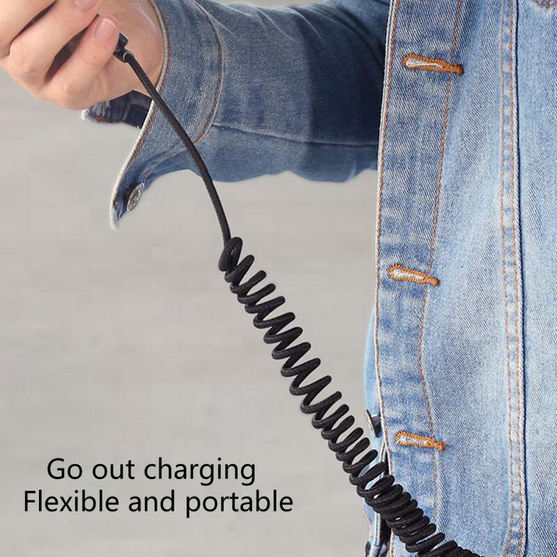 Spring Charging Cable Double Elbow QC4.0 Quick Charging 3A Stretchable Type-C Data Cord for Car