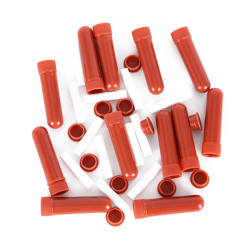 12 unids/set de plástico esencial de color Nasal color blanco tubos inhaladores de aromaterapia palos con mechas para aceite nariz recipiente Nasal