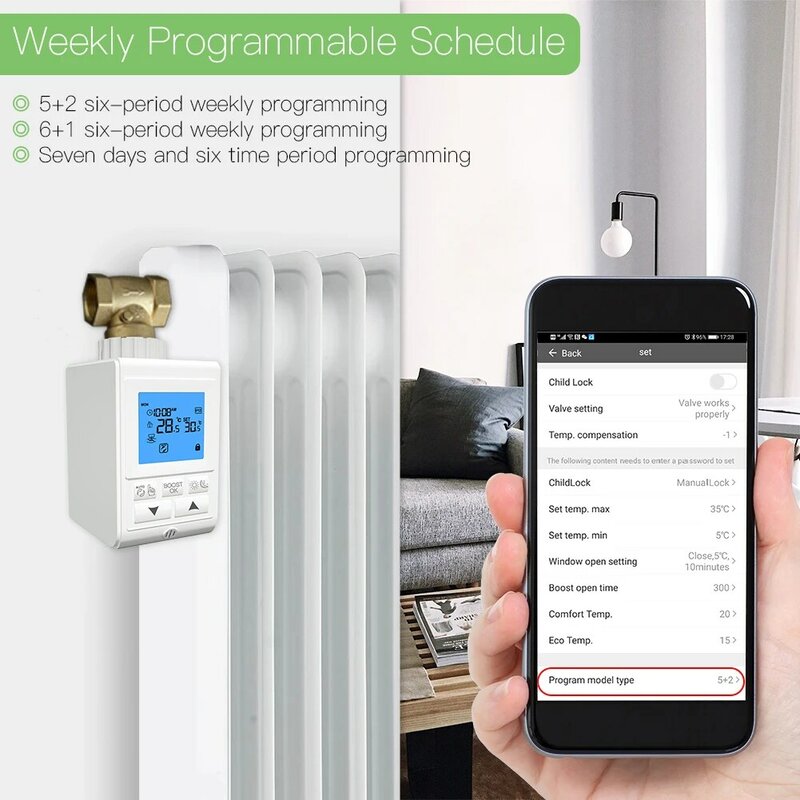 Commande vocale de température de chauffage de Thermostat de Zigbee de contrôleur de Valve de radiateur thermostatique intelligent de TRV fonctionne avec Alexa Google Home
