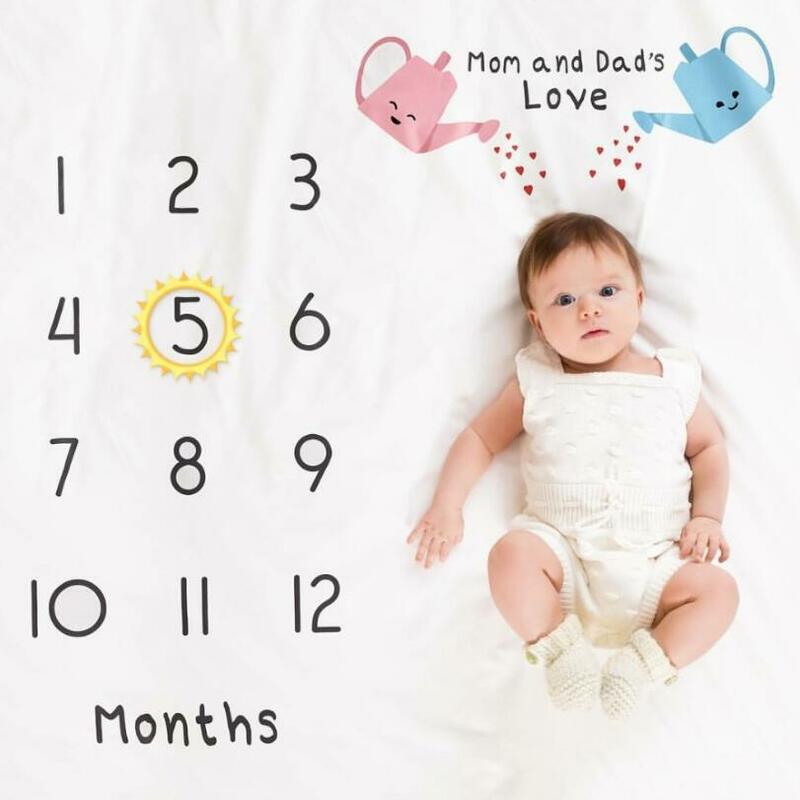 รูปแบบการ์ตูนเด็กทารกผ้าห่ม Milestone Photo Props พื้นหลังฉากหลังเล่นเสื่อผ้าปฏิทินอุปกรณ์เสริม
