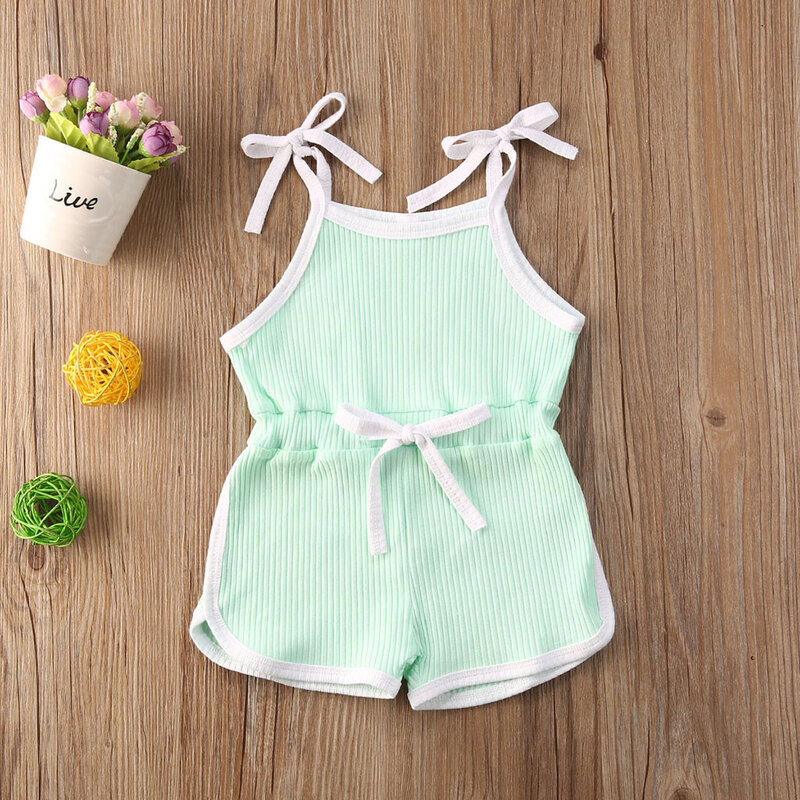 Summer Baby Romper 6M-4T Toddler Infant Girls Fashion Sleeveless Solid Suspender Pit Strip HOT Sale Ползунки Jumpsuit Outfits