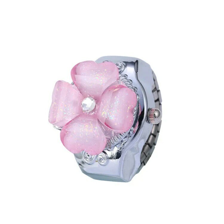 WECIN Ring watch, reloj de anillo informal de moda para mujer, reloj de anillo floreciente de flores