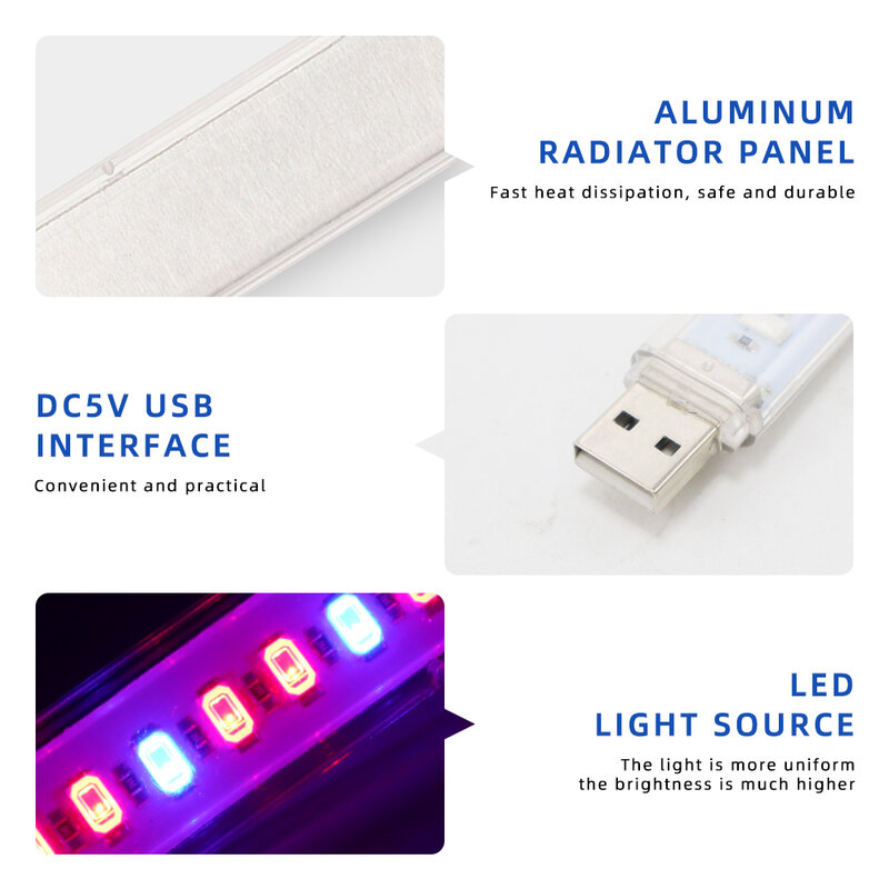 DC5V LED Lampu Bohlam Tanaman Tumbuh 21LEDs USB Portabel LED Lampu Tumbuh Spektrum Penuh LED Cahaya Phyto Pertumbuhan untuk Tanaman Sukulen