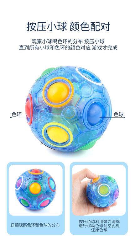 Boule magique arc-en-ciel en forme spéciale pour enfants, décompression éducative, Fidget intellectuel pour l'anxiété, jouet magique anti-Stress