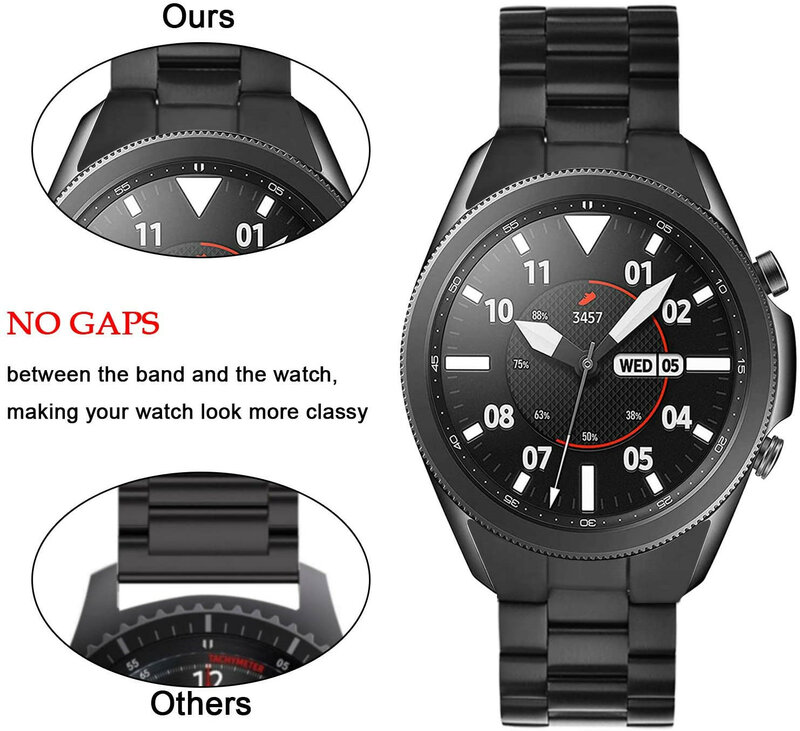 ไม่มีช่องว่างการออกแบบโลหะสำหรับ Samsung Galaxy Watch3 45มม.22มม.สร้อยข้อมือสแตนเลส Galaxy นาฬิกา46มม./เกียร์ S3สายรัดข้อมือ