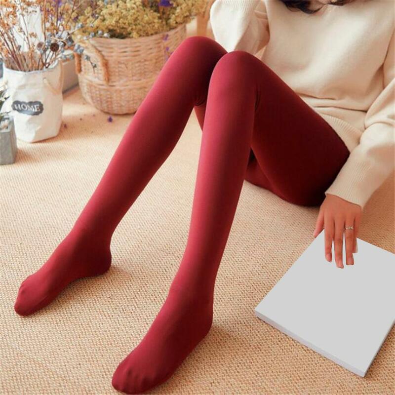 50% HOT SALES!!! Women Autumn Solid Color Stretchy Fleece Warm Cropped Stirrup Pantyhose Leggings