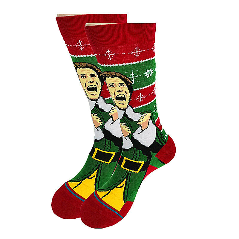 Calcetines divertidos de algodón para hombre y mujer, medias de tubo con estampado de dibujos animados de Navidad, estilo Hip Hop y Anime, informales y personalizados, novedad