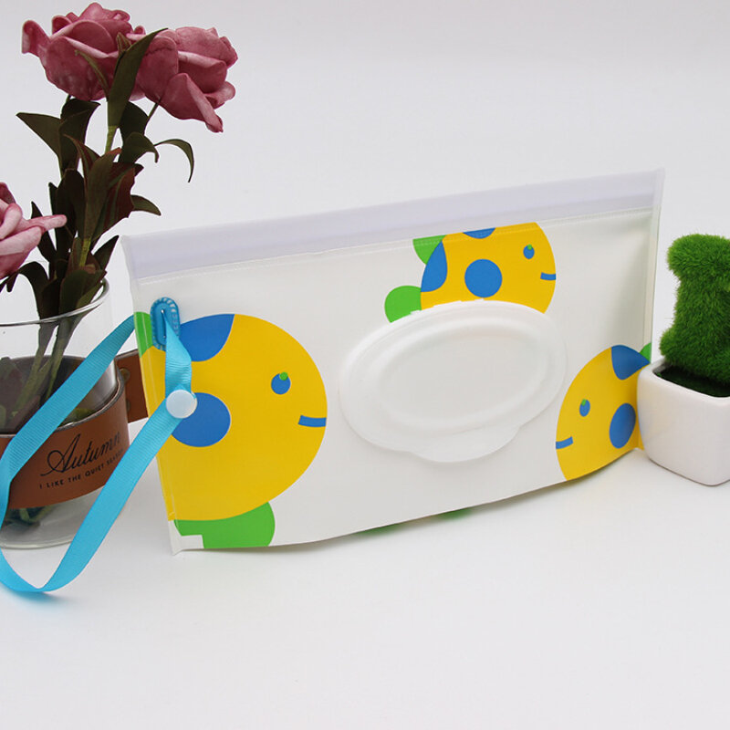 Ekologiczne chusteczki dla niemowląt pudełko wielokrotnego użytku do czyszczenia chusteczki torba do przenoszenia moda torba do przenoszenia Clamshell Snap Strap Wipe Container Case