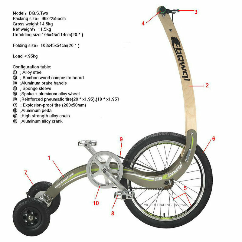 Fold Stand-Up-Bike Outdoor Standing Bike, Fitness Half Bike Tricycle Bicycle