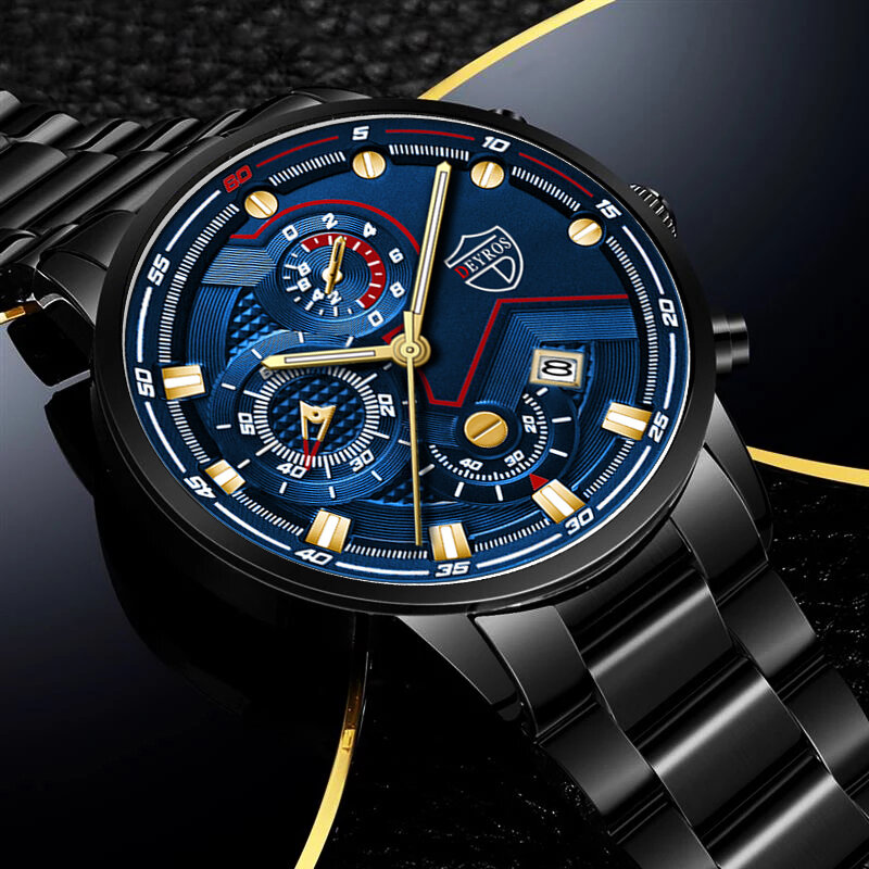 Marca de luxo dos homens esportes relógios moda negócios aço inoxidável relógio quartzo homem casual relógio luminoso relogio masculino