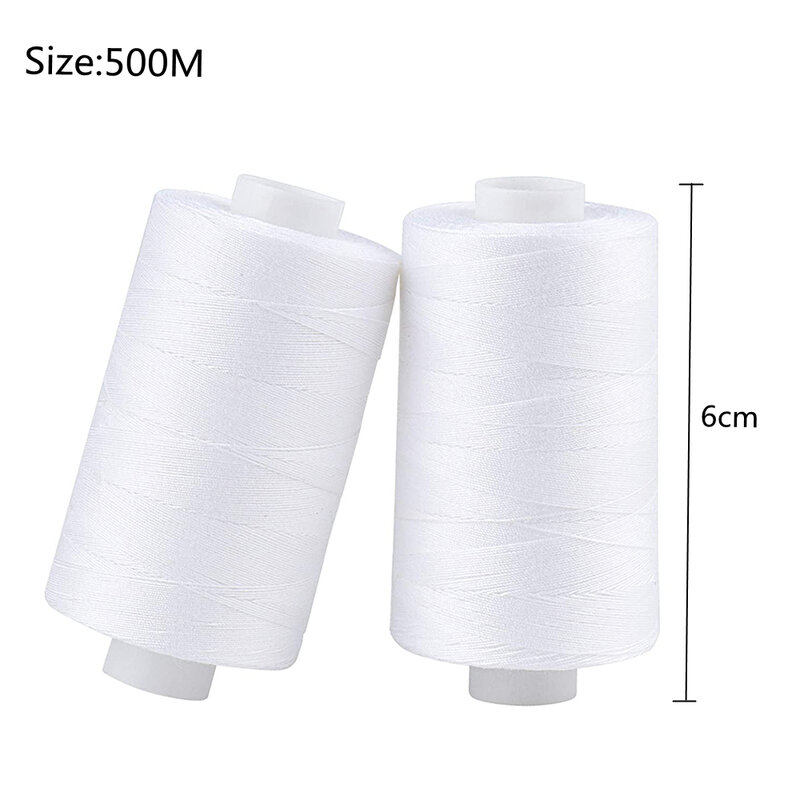2 Cái/bộ 500M Đường Chỉ May Tác Phẩm Cho Tay Máy May Cuộn Polyester DIY May Đen/Trắng