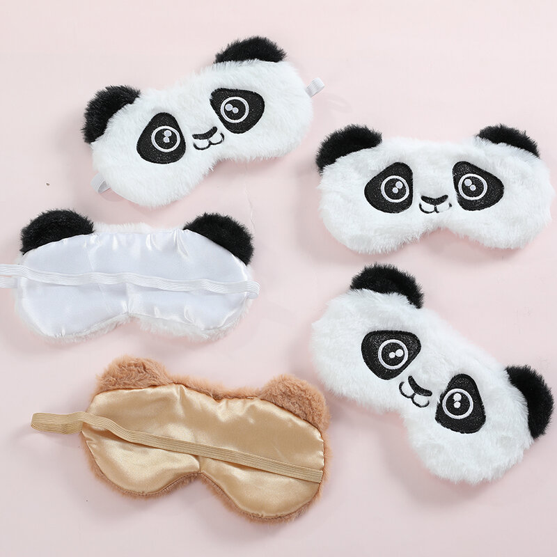 Dzieci Panda pluszowa maska na oczy śliczny królik śpiąca opaska na oczy dla dzieci zimowa podróż miękkie zwierzęce oko maska na oczy Ins Shade Cover