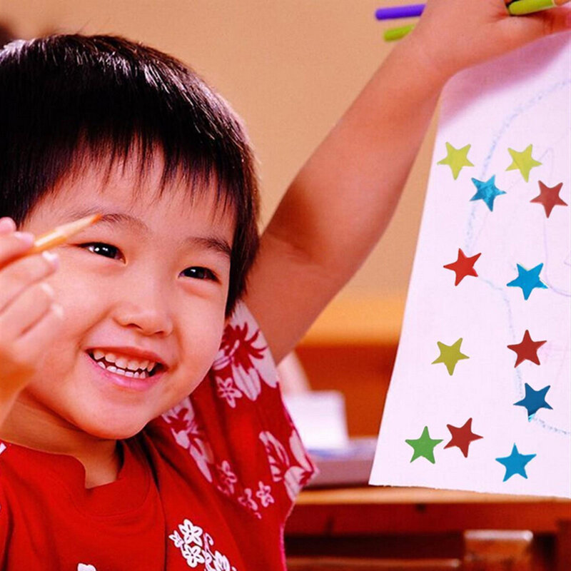 10 Lembar/Tas Label Stiker Bentuk Bintang Lucu untuk Stiker Hadiah Anak Guru Sekolah DIY Buku Tempel Dekoratif Perlengkapan Sekolah