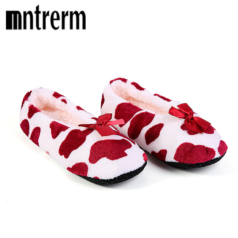 Mntrerm-女性用スノーフレークデザインのスリッパ,女性用の豪華な綿のスリッパ,家庭用の滑り止めの屋内靴