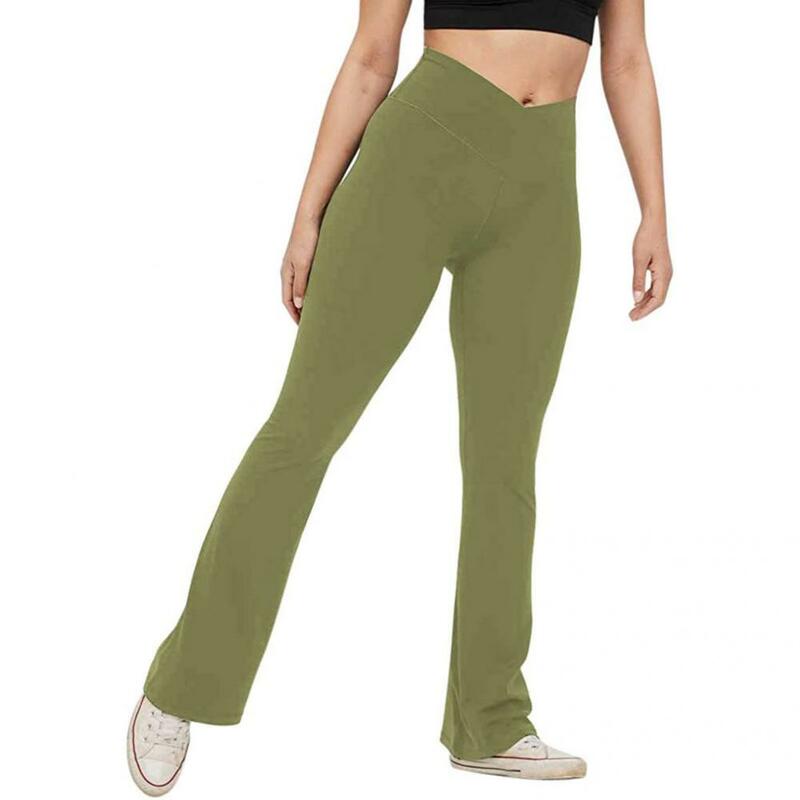 Pantalones de Yoga de Color sólido, pantalones acampanados de vendaje de cintura alta