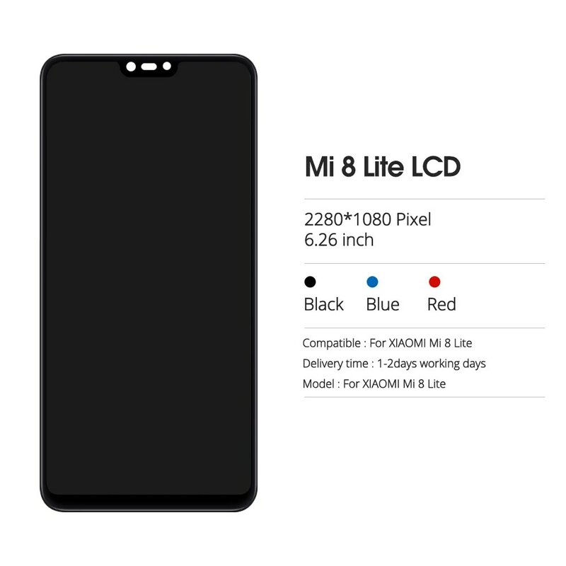 Ban Đầu 6.26 ''Màn Hình Thay Thế Cho Xiaomi Mi 8 Lite Mi8 Lite Toàn Cầu LCD Bộ Số Hóa Cảm Ứng Cho Mi8 lite Màn Hình LCD