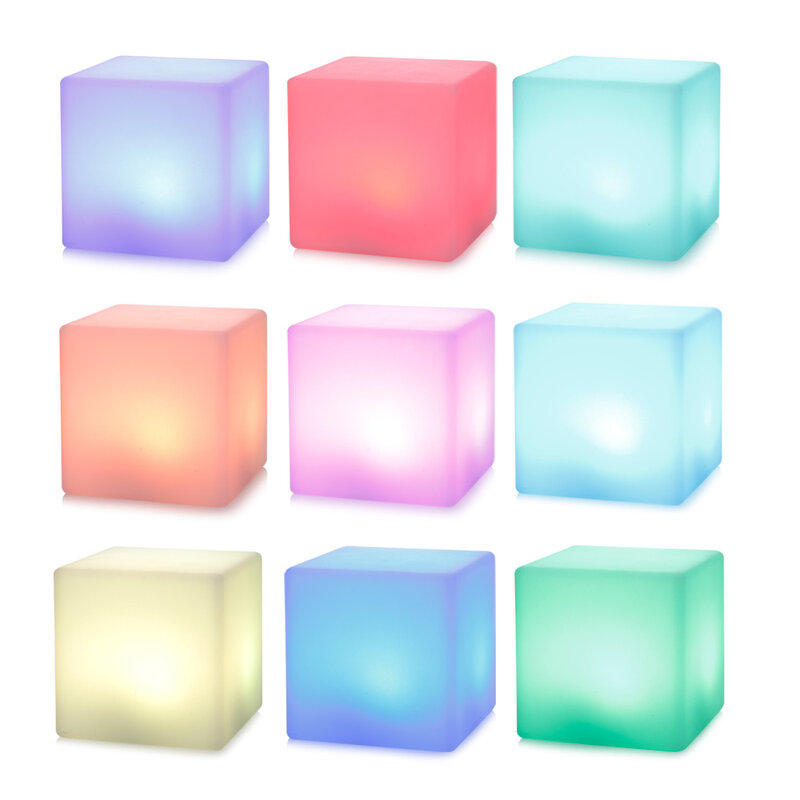 2021 usb recarregável conduziu a luz da noite da forma do cubo com controle remoto para o quarto 7 cores que mudam a luz da noite bateria embutida
