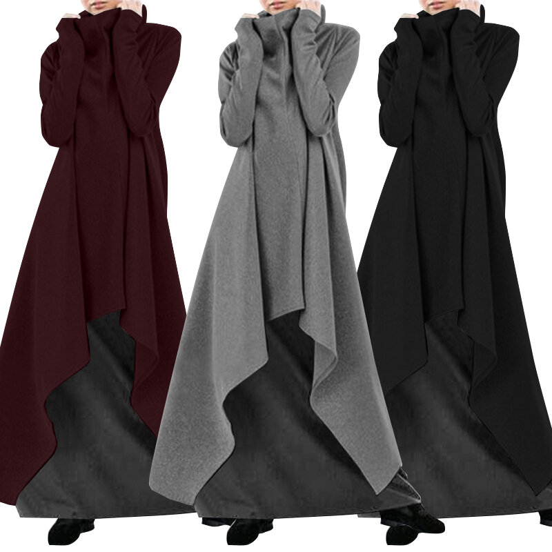 موضة 2023 ZANZEA أزياء غير منتظمة هوديس Vestidos المرأة الخريف بلوفرات عادية الياقة المدورة كم طويل بلوزات رداء المتضخم