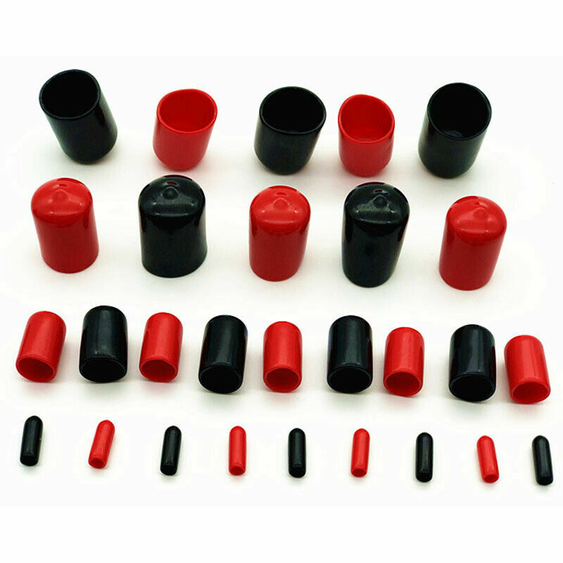 30 Buah Hitam Merah Vinyl Karet Bulat Ujung Topi PVC Plastik Kabel Kawat Tahan Air Penutup Benang Baja Tiang Tabung Pipa Topi Pelindung