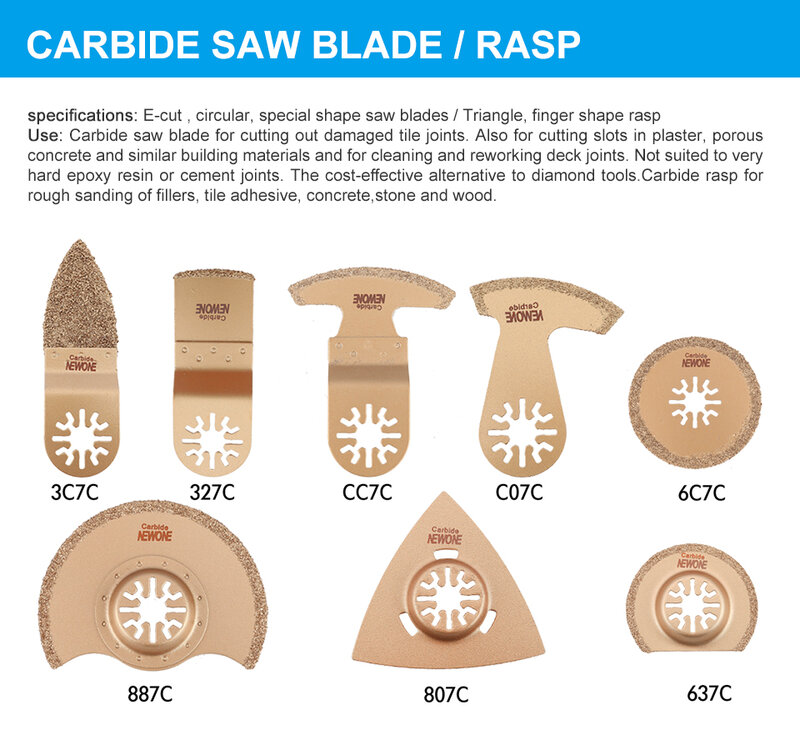 NEWONE Carbide Oscillating Saw Blade Accessories in Electric Power Timmer Saw Blade Fein Multi tool Renovator for tile adhesive